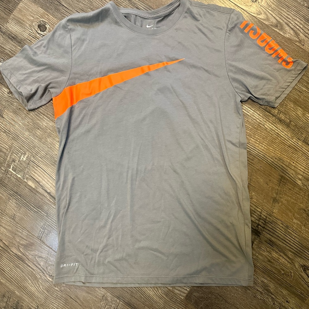 Nike Gray and Orange Short Sleeve Tee